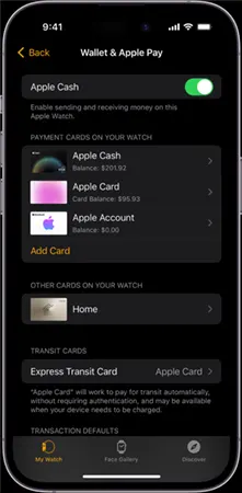 Add Card Option in apple cash